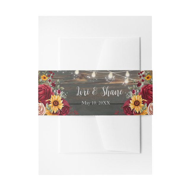 Rustikale Rose und Hochzeit Einladungsbanderole (Vorderseite Beispiel)