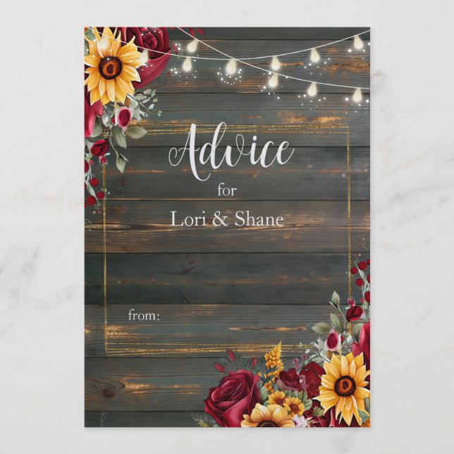 Rustikale Rose und Hochzeit Hinweiskarte (Vorderseite)