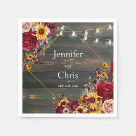 Rustikale Rose und Hochzeit Serviette