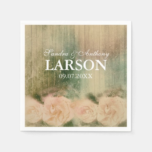 Rustikale Rose Wedding Napkin Serviette (Vorderseite)