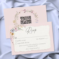 Rustikale Rosé Wilde Blumen Hochzeit QR
