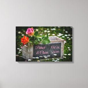 Rustikale Rosen, Gänseblümchen, Hochzeit, Jubiläum Leinwanddruck