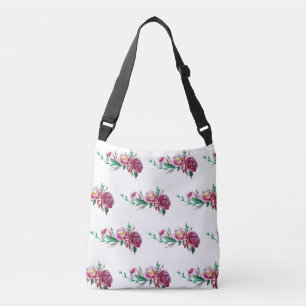 Rustikale Rosen-Wasserfarbenkunst-Tasche Tragetaschen Mit Langen Trägern