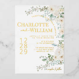 Rustikale Rosengrün Moderne Hochzeit Folieneinladung