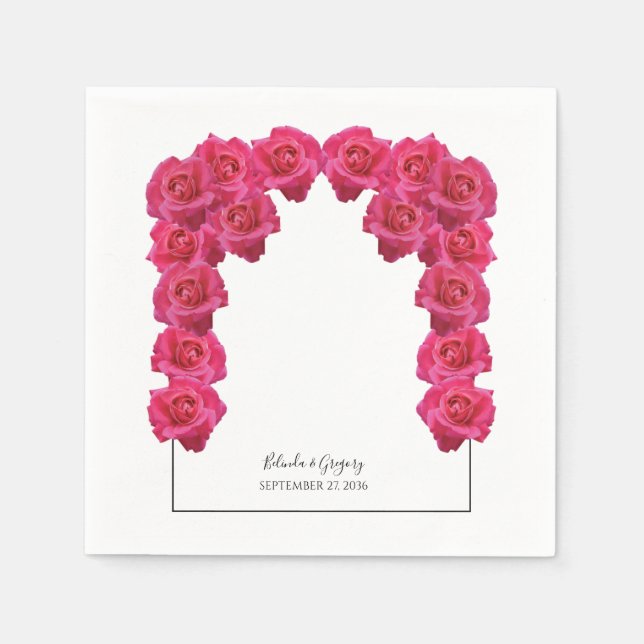 Rustikale Rosenhochzeit Serviette (Vorderseite)