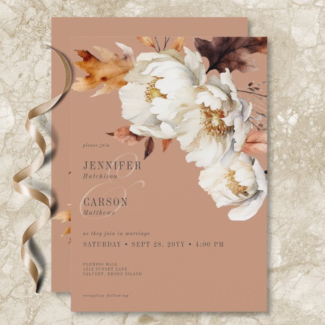 Rustikale Rostcreme & Brown Fall Floral & Blätter Einladung (Rustic Rust Cream & Brown Fall Floral & Leaves Invitation)
