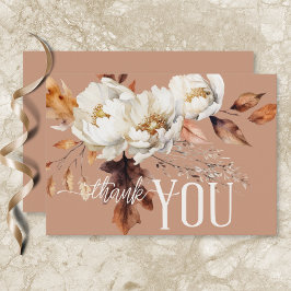 Rustikale Rostcreme & Brown Fall Floral Wedding Dankeskarte