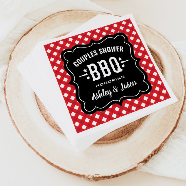 Rustikale Rot-Gingham-BBQ-Paarschau Serviette (Von Creator hochgeladen)