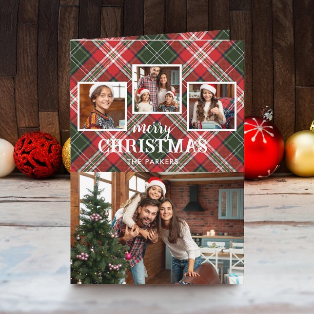 Rustikale Rot/Grün Karierte Frohe Weihnachten 4-Fo (Von Creator hochgeladen)