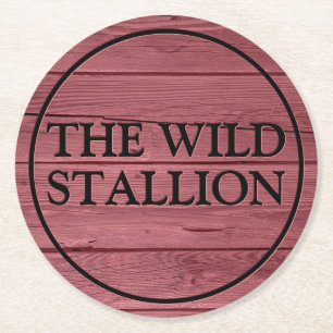 Rustikale Rot-Holz-Imitate, in Gravur Name Bar Runder Pappuntersetzer