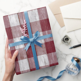 Rustikale Rot-Weiß-Karo-Scheunenholz-Karo-Muster Geschenkpapier