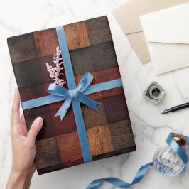 Rustikale Rotbraune Scheune Karo Holz Karomuster Geschenkpapier