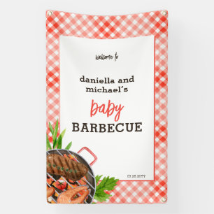 Rustikale rote Barbecue-Baby-Shower-Willkommen Banner