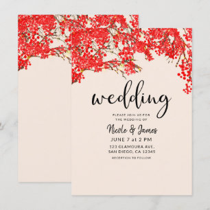 Rustikale rote Beeren Beerbaum Zweige Hochzeit Einladung