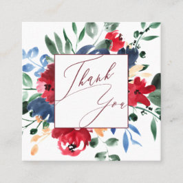 Rustikale rote bordeauxrote Flotte, danke Quadratische Visitenkarte