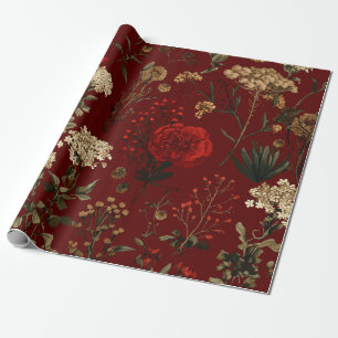 Rustikale rote botanische kühne vintage Boho-Blume Geschenkpapier