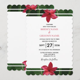 Rustikale Rote Frangipani Plumeria Hochzeitseinlad Einladung