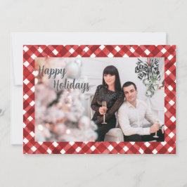 Rustikale rote Gingham Noël-Weihnachtskarte Feiertagskarte