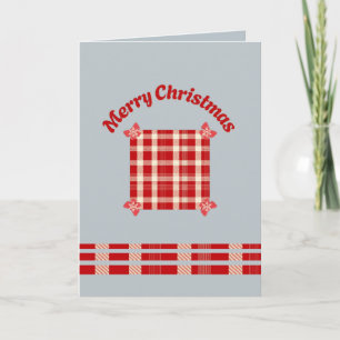 Rustikale rote Gingham-Weihnachtskarte mit festlic Karte