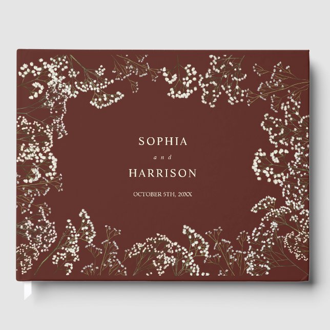 Rustikale Rote Hochzeit von Gipskraut Gästebuch (Vorderseite)
