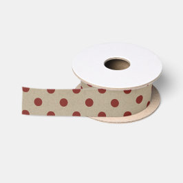 Rustikale Rote Imitate Burlap Polka Dot Muster Satinband