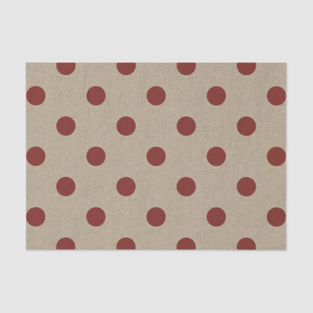 Rustikale Rote Imitate Burlap Polka Dot Muster Seidenpapier (Vorderseite)