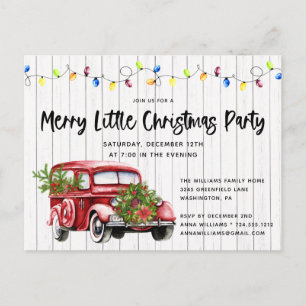 Rustikale rote LKW- und Lichter-Weihnachtsfeier-Ei Postkarte