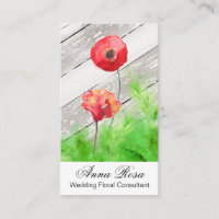 *~* rustikale rote Mohnblumen-Blumen-Vintages Holz