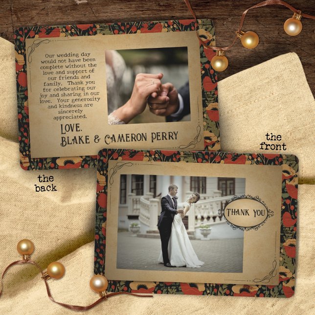 Rustikale Rote Pfeffer Vintage Holzhochzeit Dankeskarte (Von Creator hochgeladen)