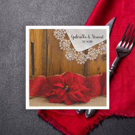 Rustikale Rote Poinsettia Country Winter Wedding Serviette