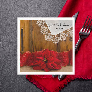 Rustikale Rote Poinsettia Country Winter Wedding Serviette