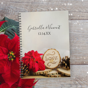 Rustikale Rote Poinsettia Woodland Winter Wedding Notizblock