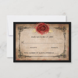 Rustikale Rote Rose Vintage Hochzeit RSVP Karte