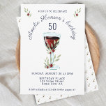 Rustikale Rote Rose Wasserfarbe 50. Geburtstag Einladung<br><div class="desc">Rustikale Rotweingläser Rose Wasserfarbe 50. Geburtstag Einladung. Das Design hat Aquarellglas,  Rose und Zweige. Der Text ist vollständig anpassbar. Elegante und rustikale Geburtstagseinladung für eine Frau oder einen Mann.</div>