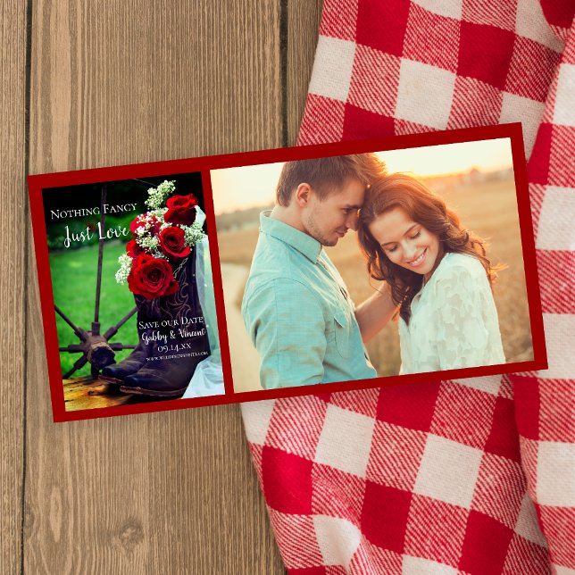 Rustikale Rote Rosen Cowboy Boots Western Hochzeit Save The Date (Von Creator hochgeladen)