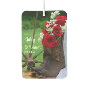Rustikale Rote Rosen und Autolufterfrischer