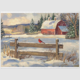 Rustikale rote Scheune Kardinalvogel Farmhaus Deko Seidenpapier