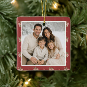 Rustikale rote Schleifen Weihnachten Keramikornament