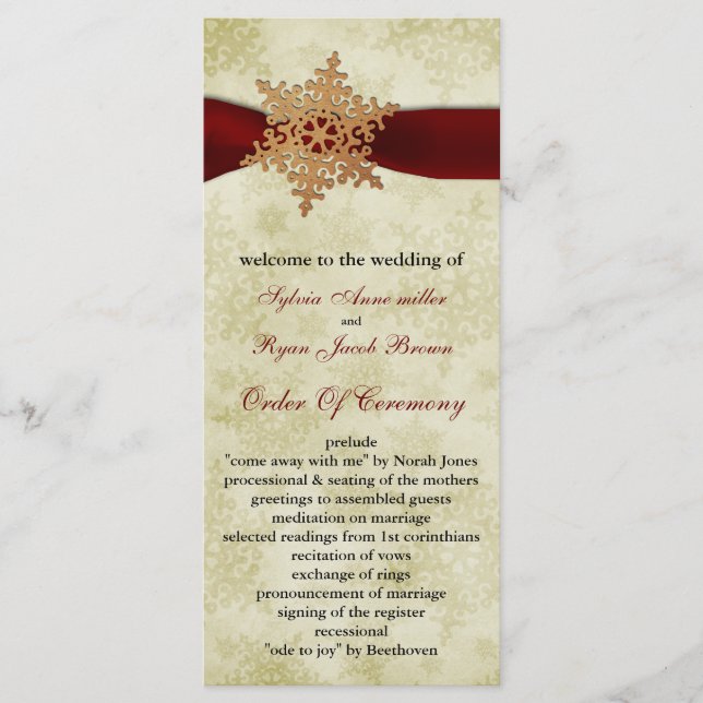 Rustikale rote Schneeflocken Programm (Vorderseite)