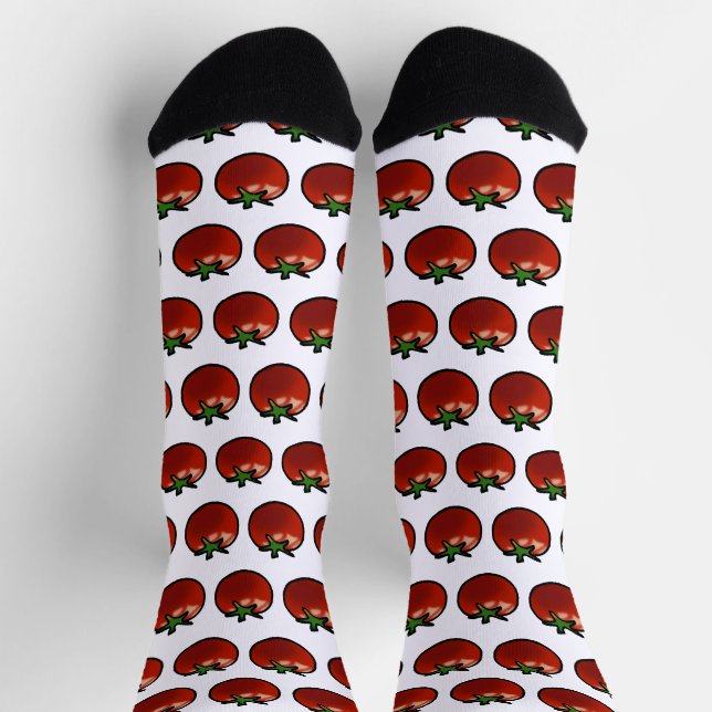 Rustikale rote Tomaten-Botanik-Kunst Socken (Oben)