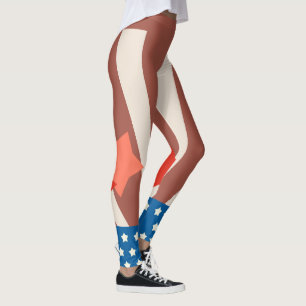 Rustikale rote und blaue Patriotische Star-Akzente Leggings