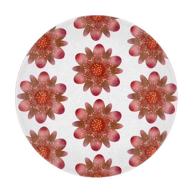 Rustikale rote Wildblumen-Illustration | Handgezei Schneidebrett (Vorderseite)
