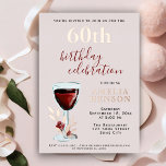 Rustikale Rotwein Rose Botanischer 60. Geburtstag Folieneinladung<br><div class="desc">Rustikale Rotweingläser Rose Botanische 60. Geburtstagsfoil Einladung. Rustikales Aquarellweinglas mit rote Rosen und Zweigen auf einem rosafarbenen Hintergrund. Alter und Name sind Goldfolie - man kann sie in Silberfolie oder Goldfolie umtauschen. Ideal für eine Frau,  die ihren sechzigsten Geburtstag feiert.</div>