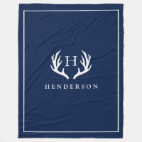 Rustikale Rotwild-Geweih-Monogramm-Marine
