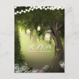 Rustikale RSVP-Karte des Oak Tree Rustic Beauty Ga Einladungspostkarte
