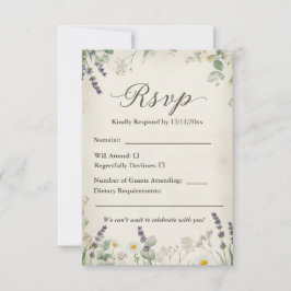 Rustikale RSVP-Karte mit Blumendesign RSVP Karte