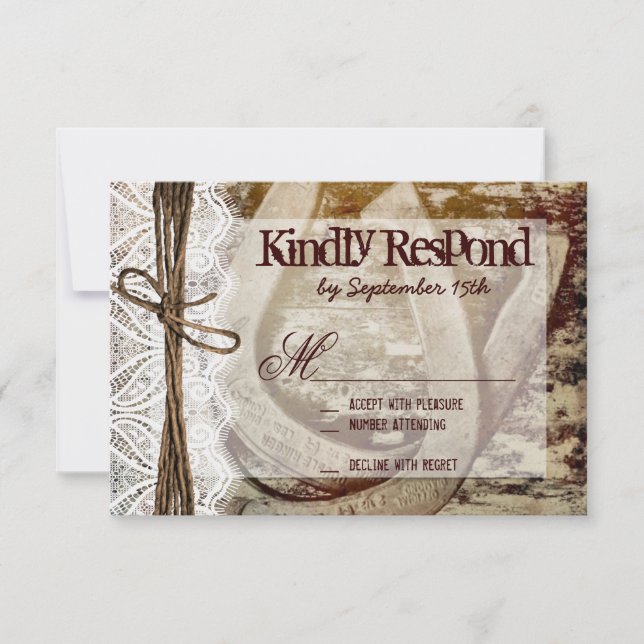 Rustikale RSVP-Karten für Hochzeiten RSVP Karte (Vorderseite)