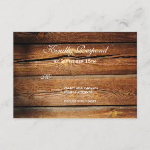 Rustikale RSVP-Karten für Holzbaumholz RSVP Karte