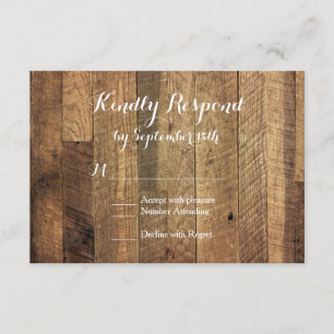 Rustikale RSVP-Karten für Holzbaumholz RSVP Karte