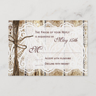 Rustikale RSVP-Karten für Landholzspitzen RSVP Karte